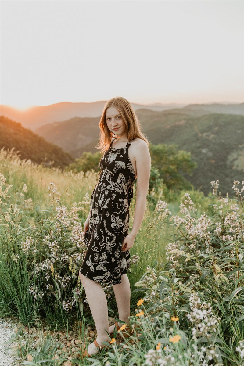 Juniper Dress in Black Woodland Wonder