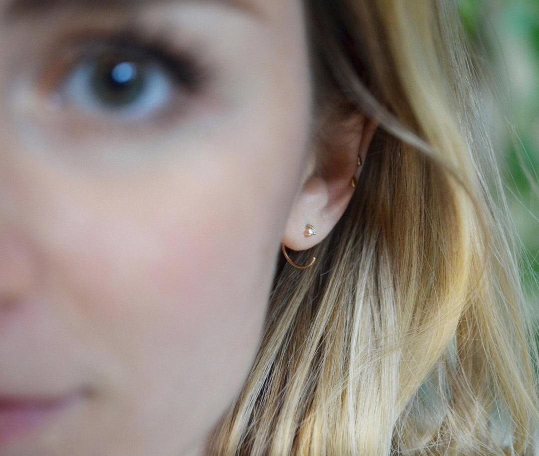 Diamond Perch Huggie Hoops