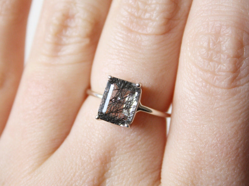 Black Rutilated Quartz Ring