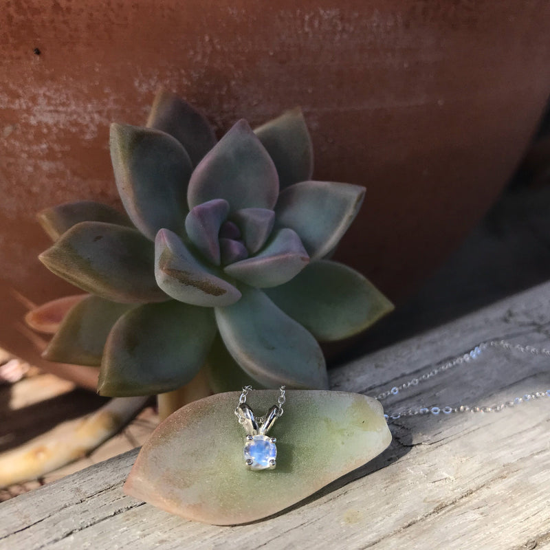 Moonstone Necklace, 4mm Round Faceted