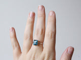 London Blue Topaz Ring, 9x7 Emerald Cut