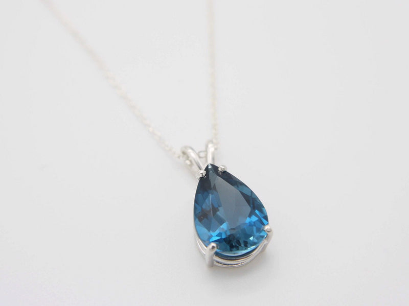 London Blue Topaz and Diamond 14kt White Gold Necklace | Costco