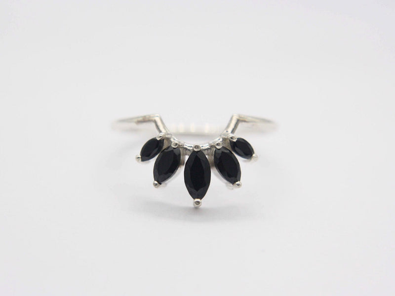 Marquise Crown Black Spinel Ring