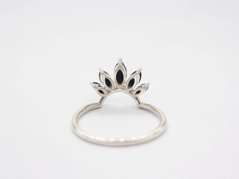 Marquise Crown Black Spinel Ring