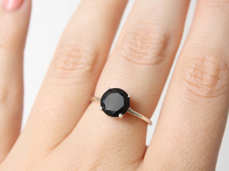 Black Spinel Ring, 8mm Round