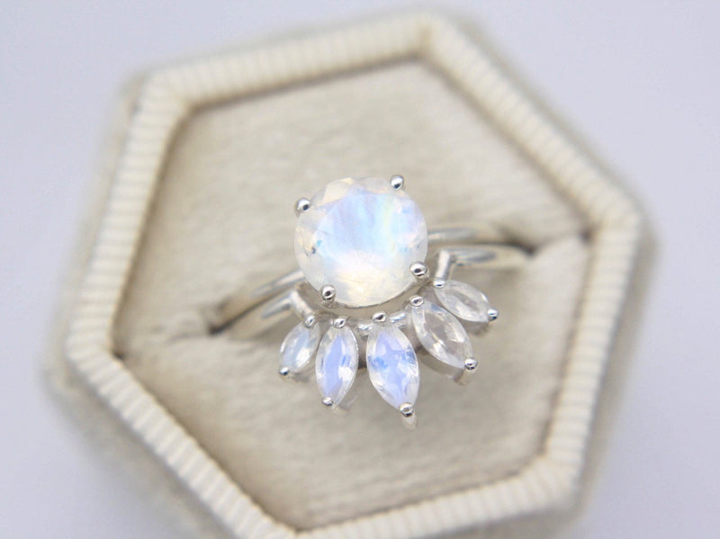 Marquise Crown Moonstone Ring