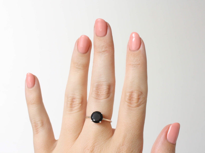 Black Spinel Ring, 8mm Round