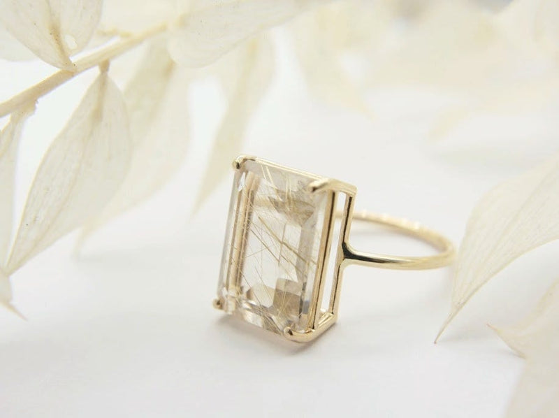 Golden Rutilated Quartz Ring