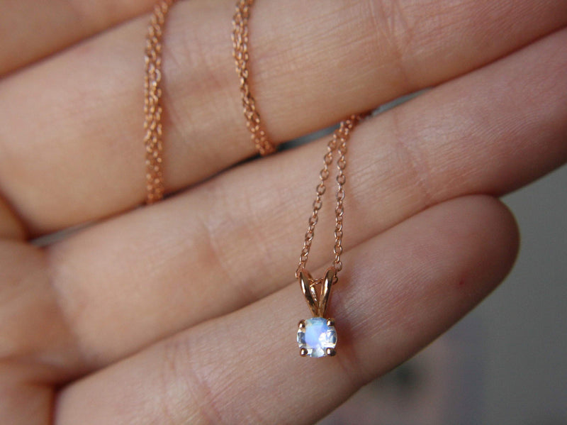 Moonstone Necklace, 4mm Round Faceted