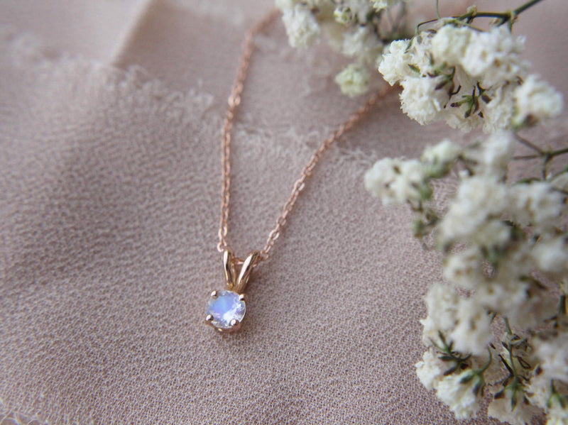 Moonstone Necklace, 4mm Round Faceted