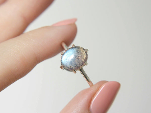 6 Prong Labradorite Ring