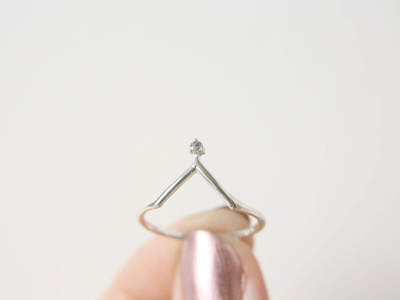 Salt and Pepper Diamond Chevron Ring