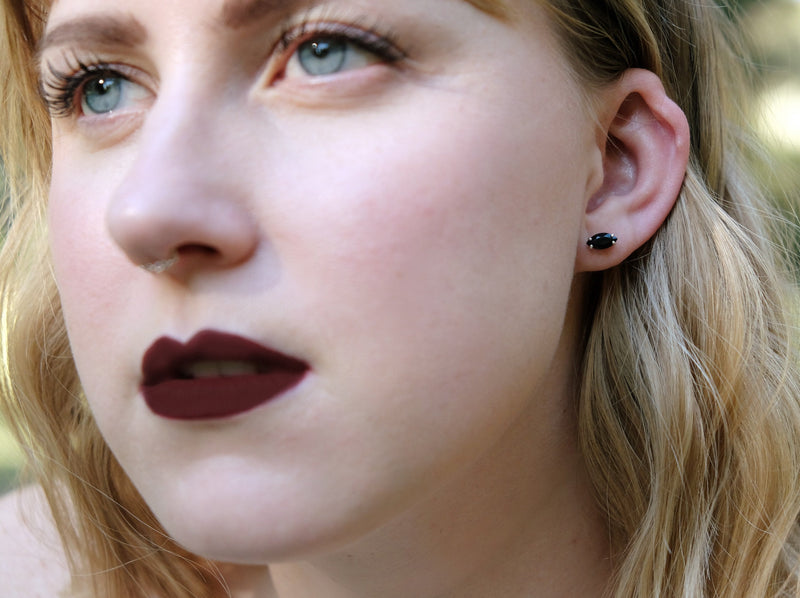 Black Spinel Stud Earrings