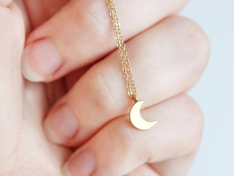 Silver Crescent Moon Pendant Mood Necklace | Earthbound Trading Co.