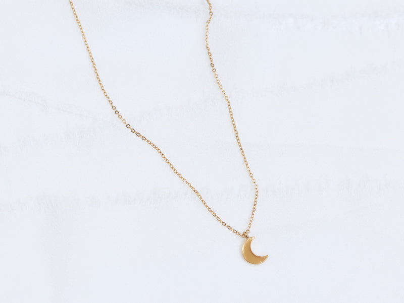 Gold Crescent Moon Pendant Mood Necklace | Earthbound Trading Co.