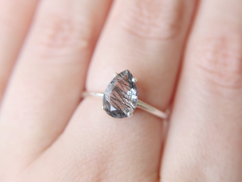 Black Rutilated Quartz Ring