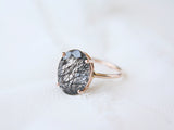 Tourmalinated Quartz Ring, 14x10 Oval Faceted