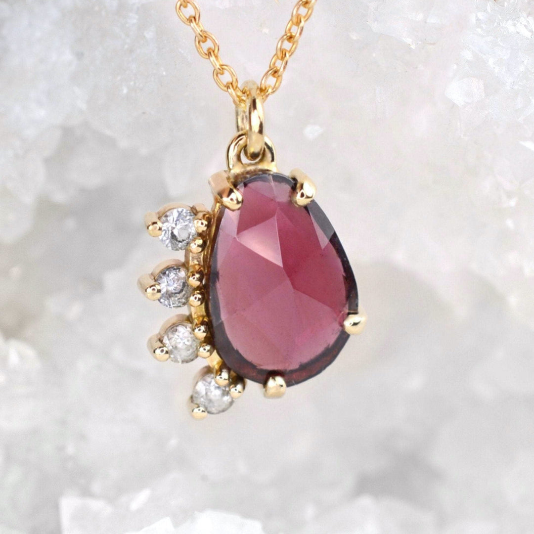 Garnet Rose Cut Asymmetrical Necklace