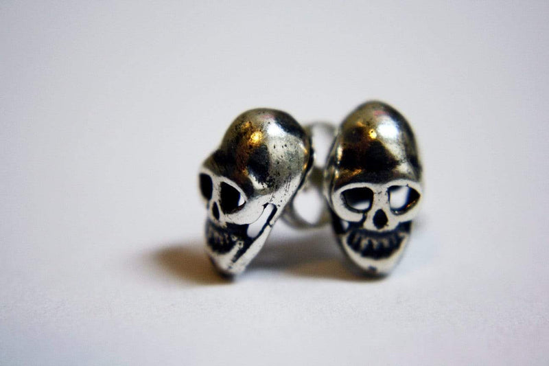Silver Skull Earrings, Memento Mori Jewelry, Skull Stud Earrings, Small Skull Studs, Gothic Jewelry, Occult Jewelry, Gold Skull