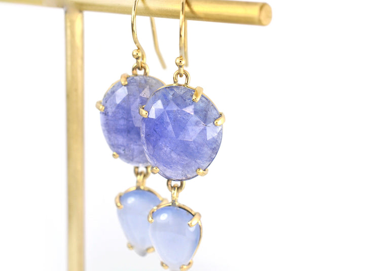 Tanzanite and Chalcedony Dangle Earrings