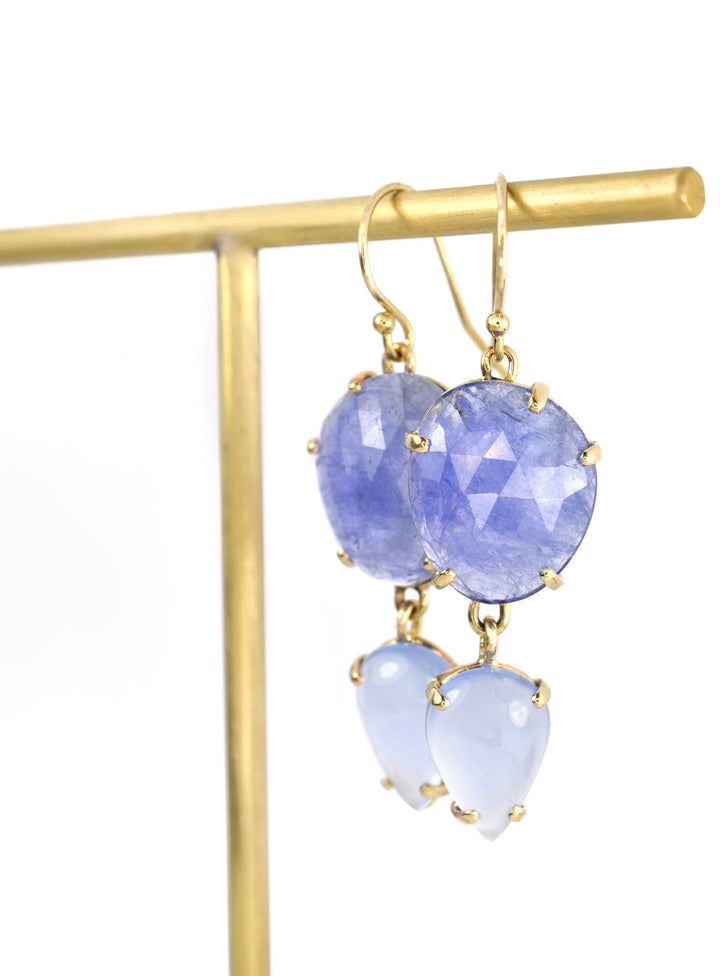 Tanzanite and Chalcedony Dangle Earrings