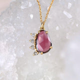 Garnet Rose Cut Asymmetrical Necklace