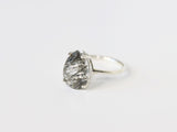 Tourmalinated Quartz Ring, 13x9 Pear Cut