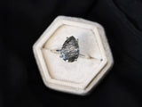 Tourmalinated Quartz Ring, 13x9 Pear Cut