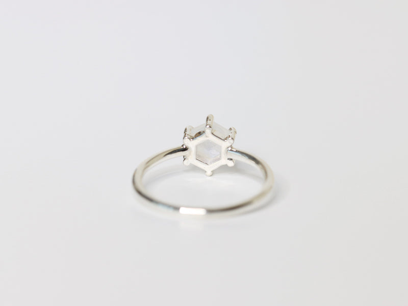 6mm Hexagon Moonstone Ring