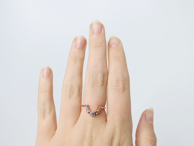 Salt and Pepper Diamond Aura Crown Ring