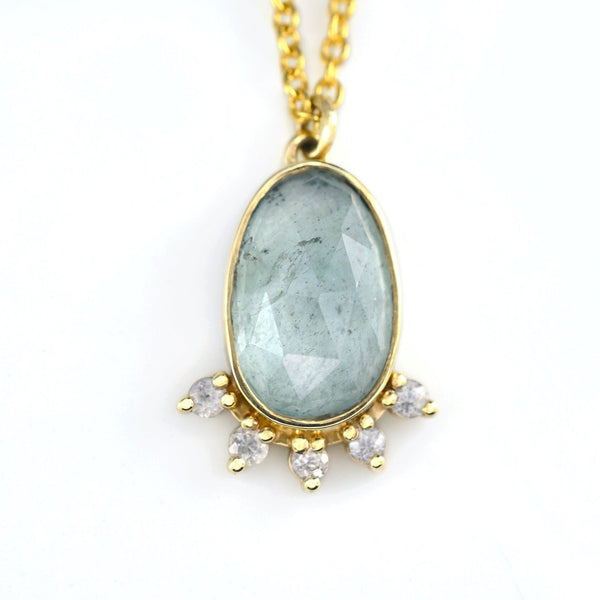 Aquamarine Halo Necklace