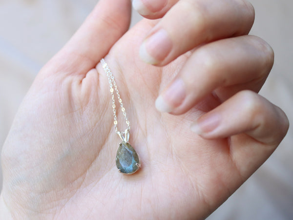 Labradorite Necklace, 13x9 Pear Cut