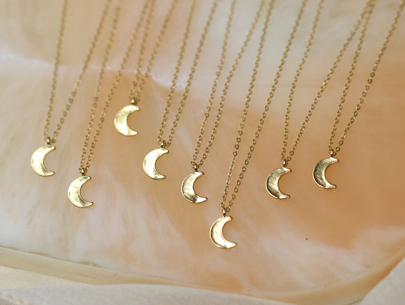 Moon Pendant - Solid Gold Moonstine Crescent Moon Pendant – Carrie Elizabeth