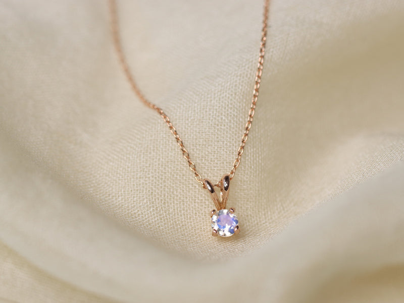 Moonstone Necklace, 4mm Round Faceted