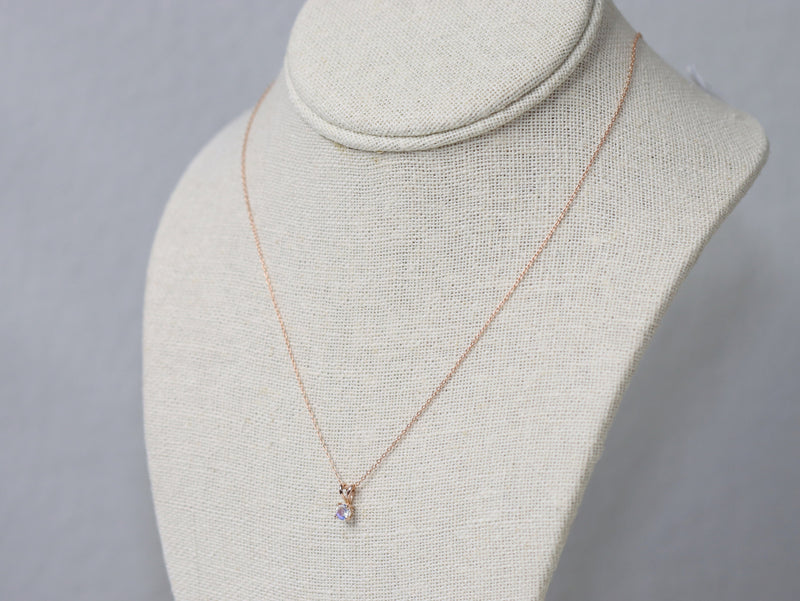 Moonstone Necklace, 4mm Round Faceted