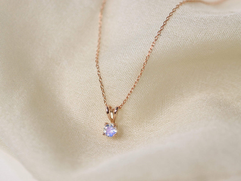 Moonstone Necklace, 4mm Round Faceted