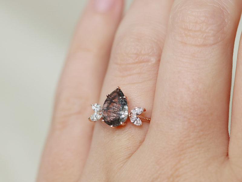 The Siren Ring in Tourmalinated Quartz