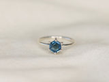 6mm Hexagon London Blue Topaz Ring