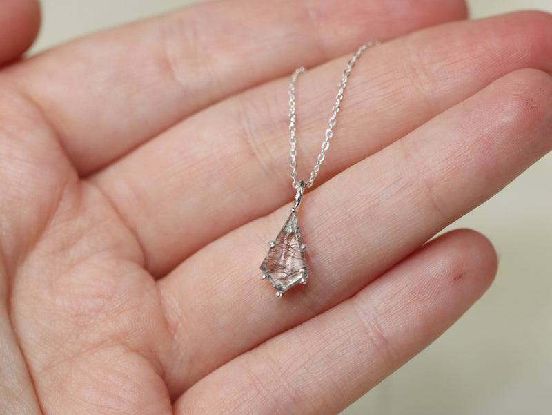 Tourmalinated Quartz Kite Pendant Necklace