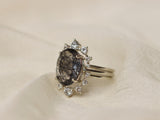 Supernova Bridal Set with Black Rutilated Quartz and Salt and Pepper Diamonds