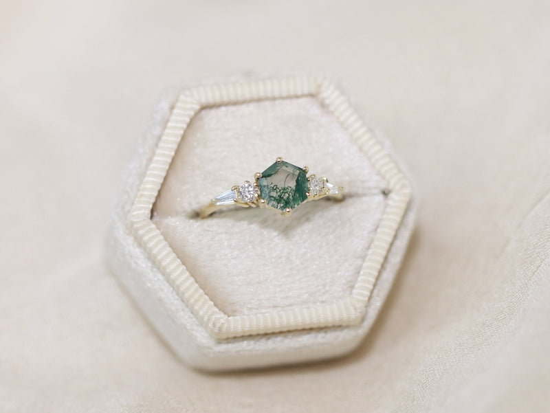The Huntington Ring in Moss Agate