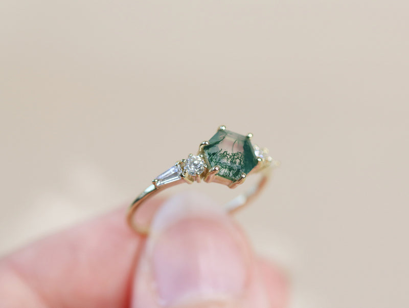 The Huntington Ring in Moss Agate