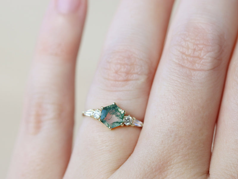 The Huntington Ring in Moss Agate