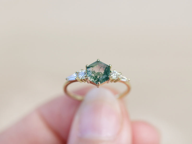 The Huntington Ring in Moss Agate