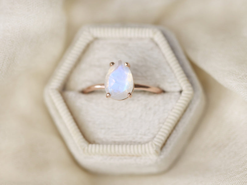 Moonstone Engagement Ring, 10x7 Pear Cut