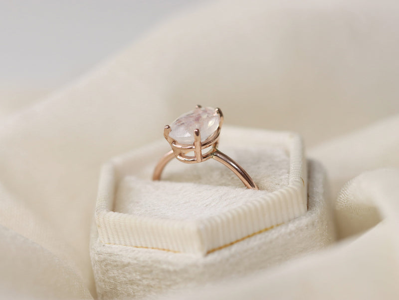 Moonstone Engagement Ring, 10x7 Pear Cut