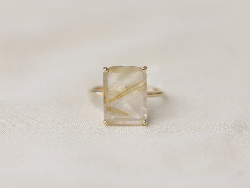 Golden Rutilated Quartz Ring