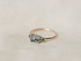 Trilogy Ring with Moss Agate and London Blue Topaz