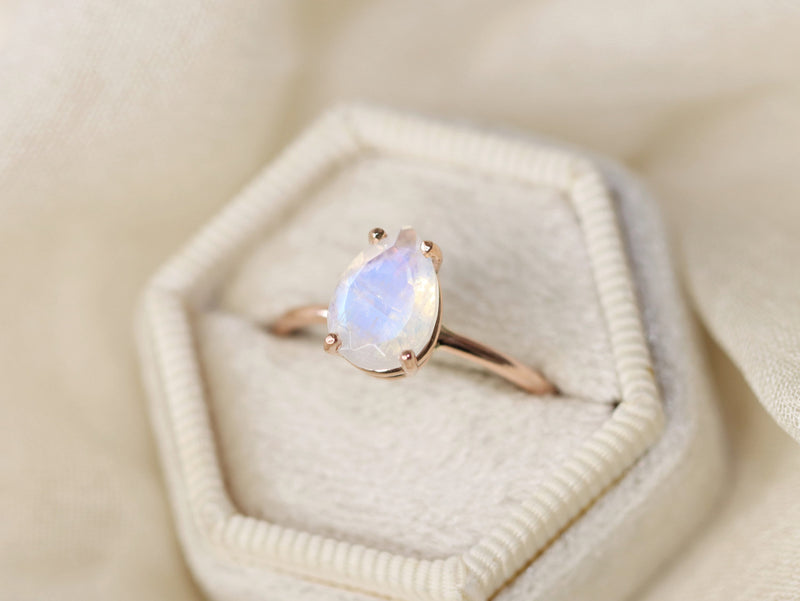 Moonstone Engagement Ring, 10x7 Pear Cut