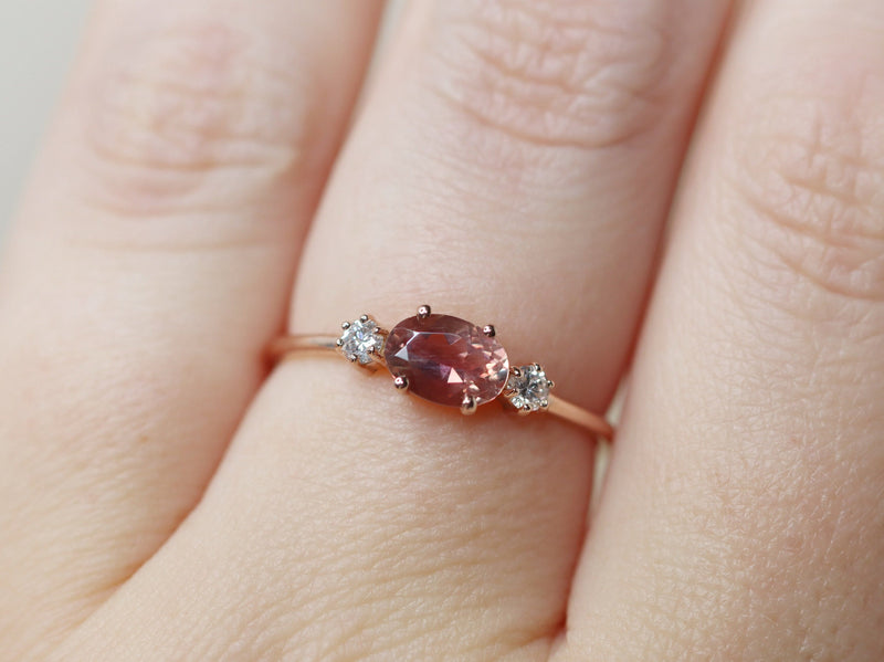Hailey Oregon Sunstone Ring With Pave Diamond Band – Capucinne